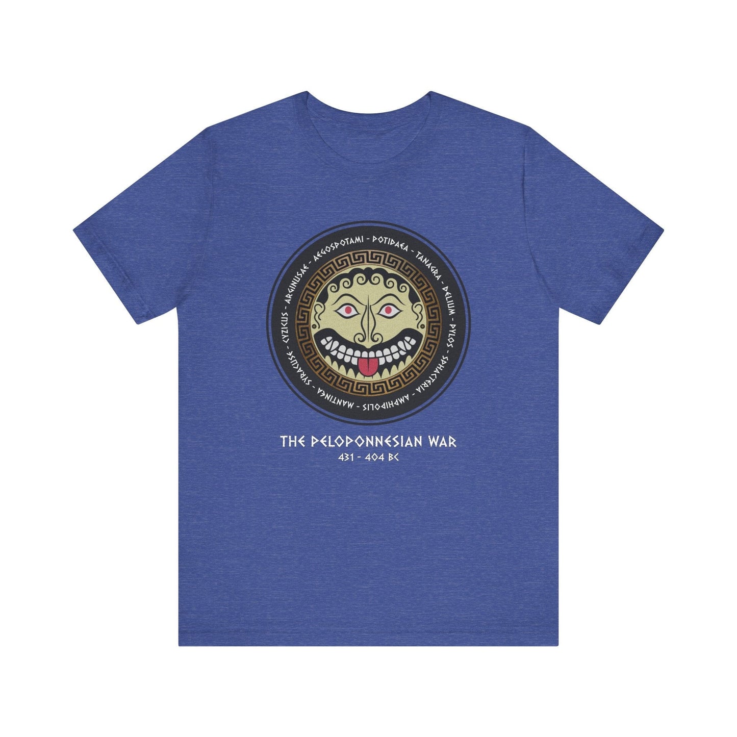 Heather True Royal / S The Peloponnesian War Battles - Greek Gorgon Hoplite Shield T-Shirt