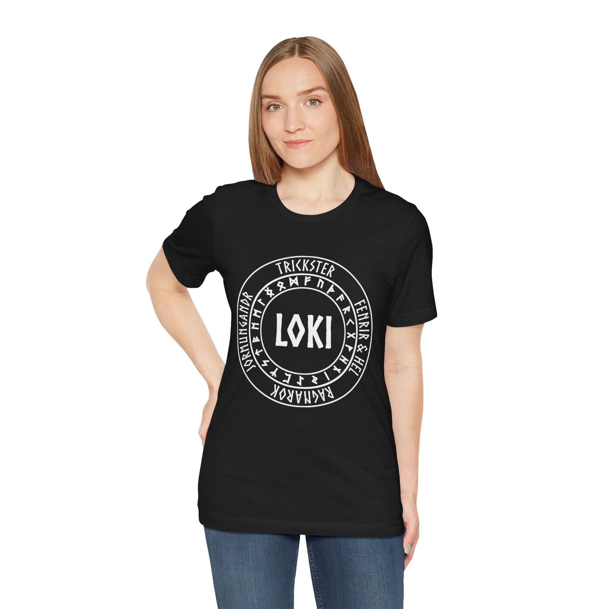 Loki Norse God with Futhark Runes T-shirt