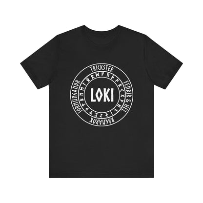 Loki Norse God with Futhark Runes T-shirt