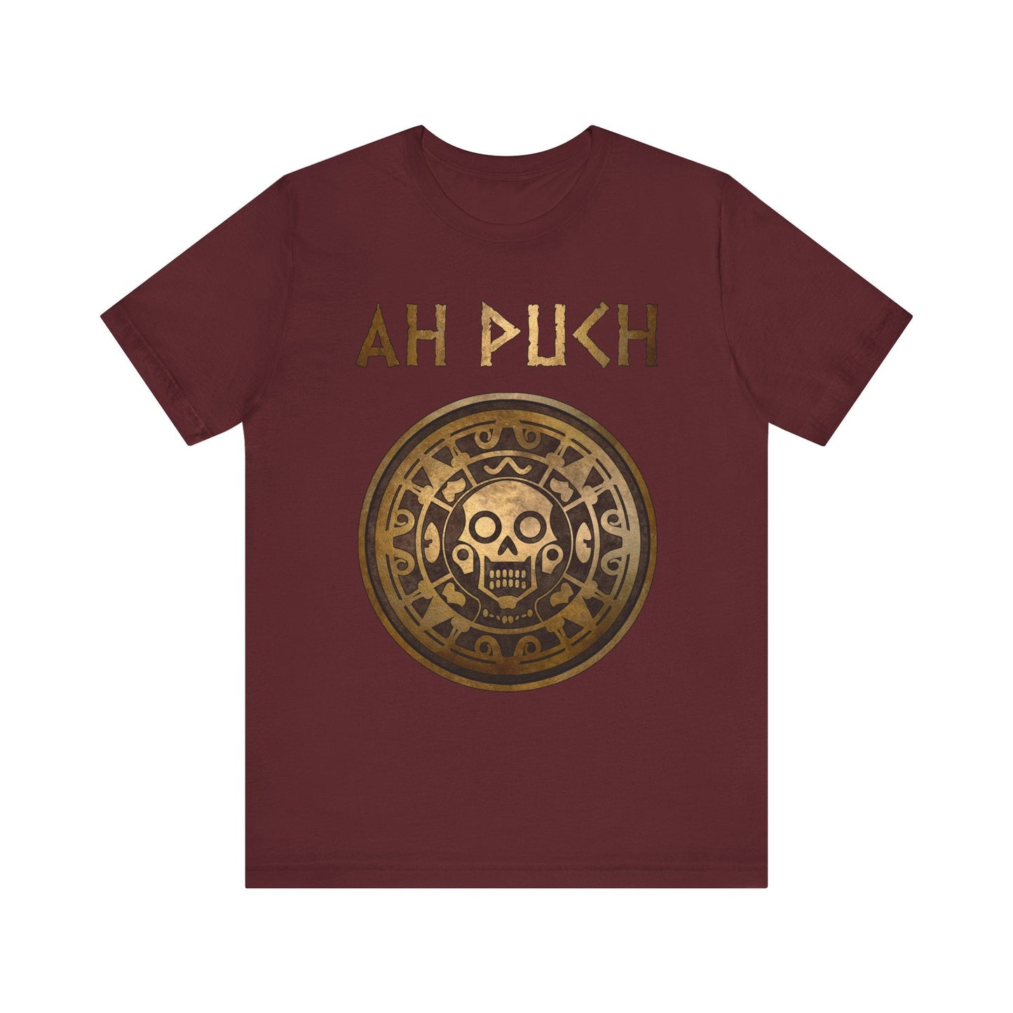 Maroon / S Ah Puch Mayan God of Death Symbol T-shirt