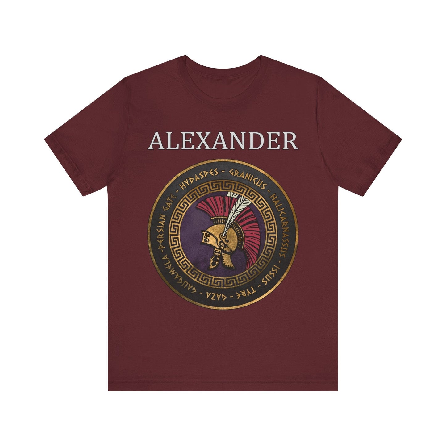 Maroon / S Alexander the Great Famous Battles T-Shirt