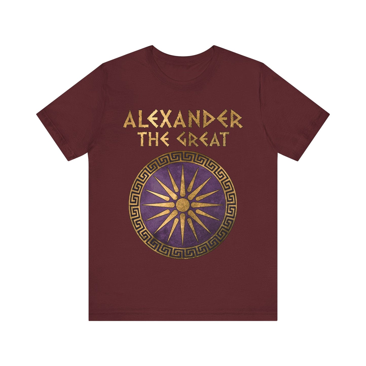 Maroon / S Alexander the Great Makedon Shield T-Shirt