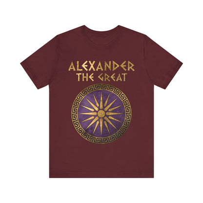 Maroon / S Alexander the Great Makedon Shield T-Shirt
