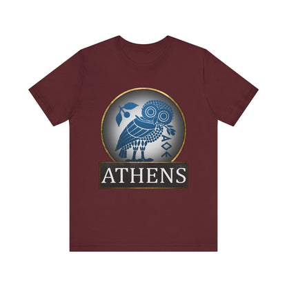 Maroon / S Ancient Athens - Athenian Owl Symbol of Greek Goddess Athena T-shirt