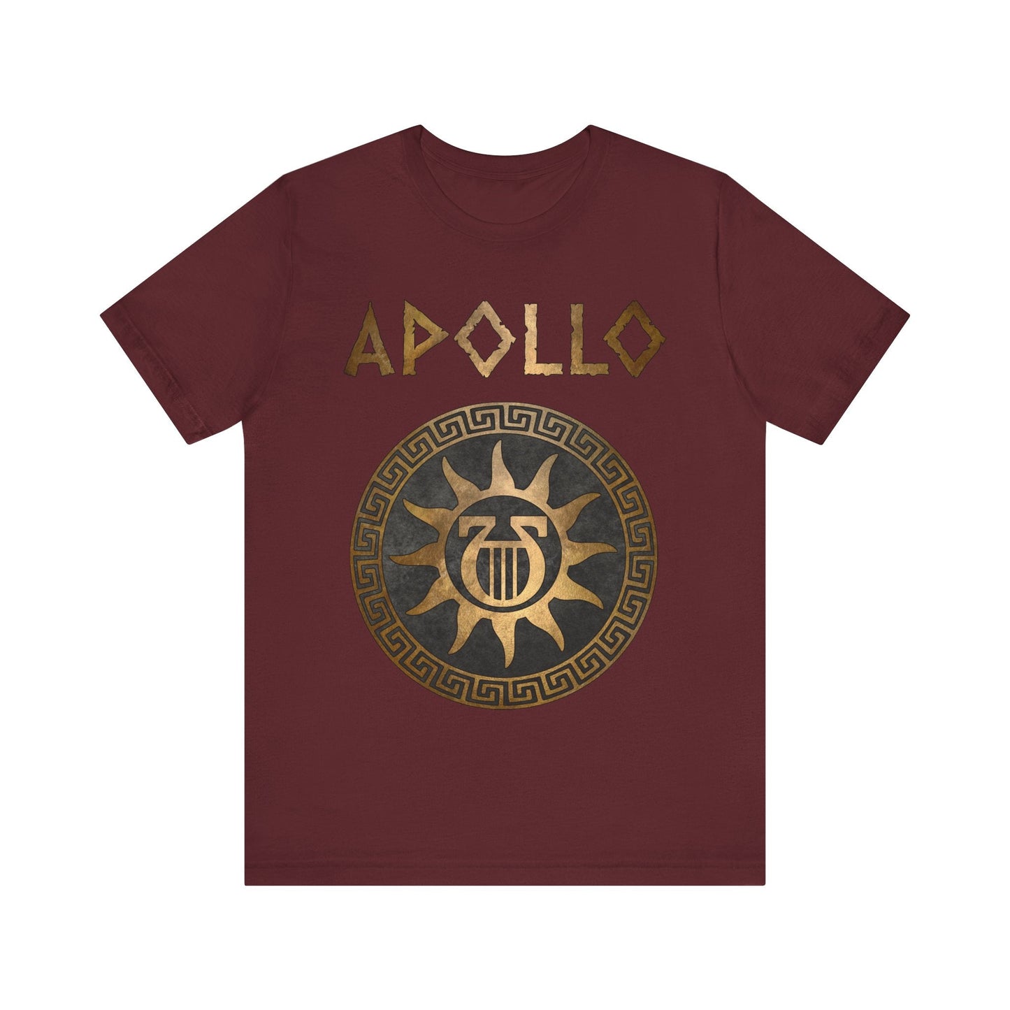 Maroon / S Apollo Ancient Greek God Lyre Symbol T-Shirt