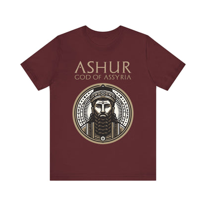 Maroon / S Ashur God of Assyria - Ancient Assyrian Mythology T-shirt