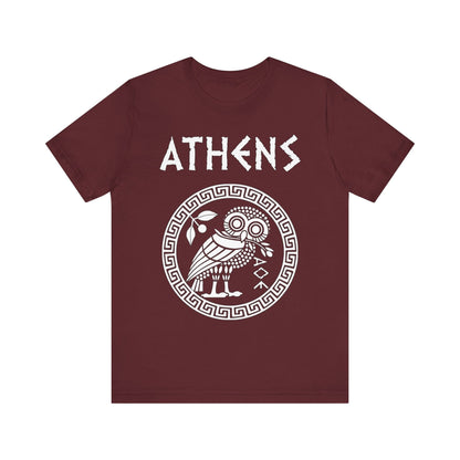 Maroon / S Athens Owl Symbol of Athena T-Shirt