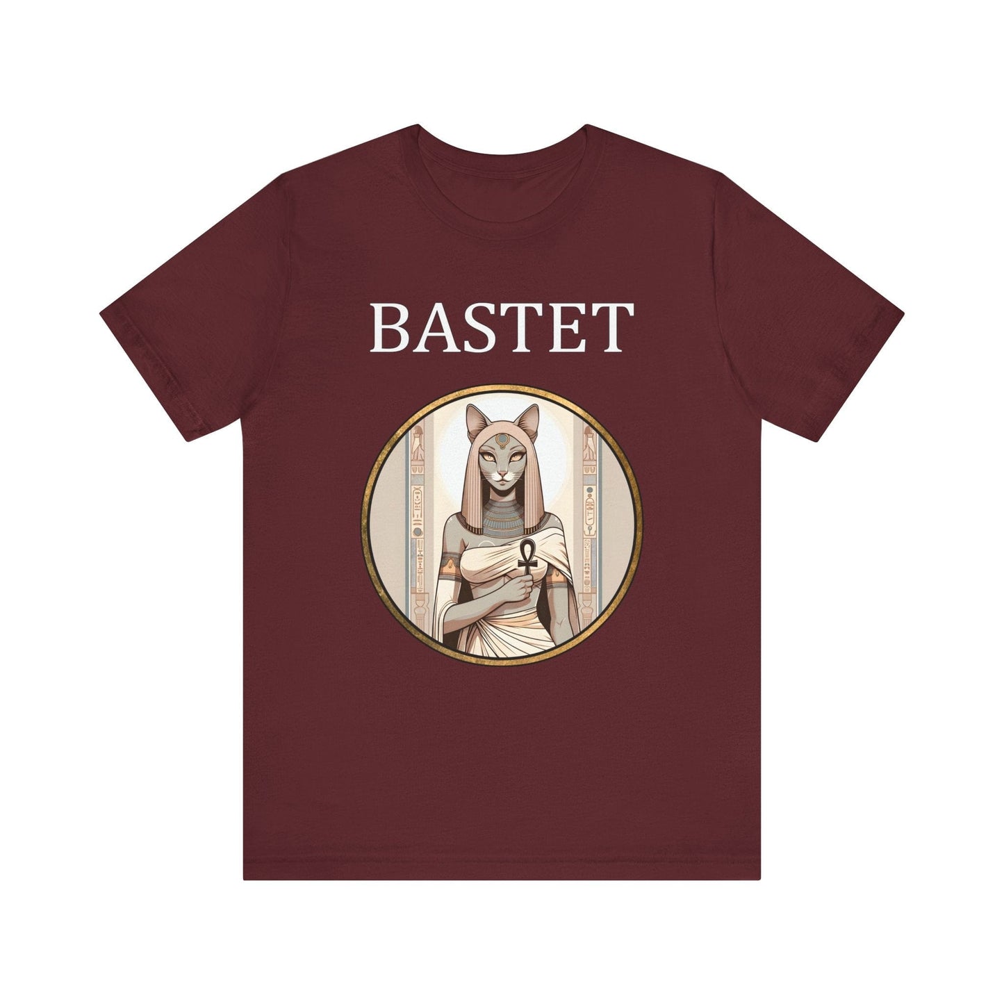 Maroon / S Bastet Egyptian Goddess T-Shirt