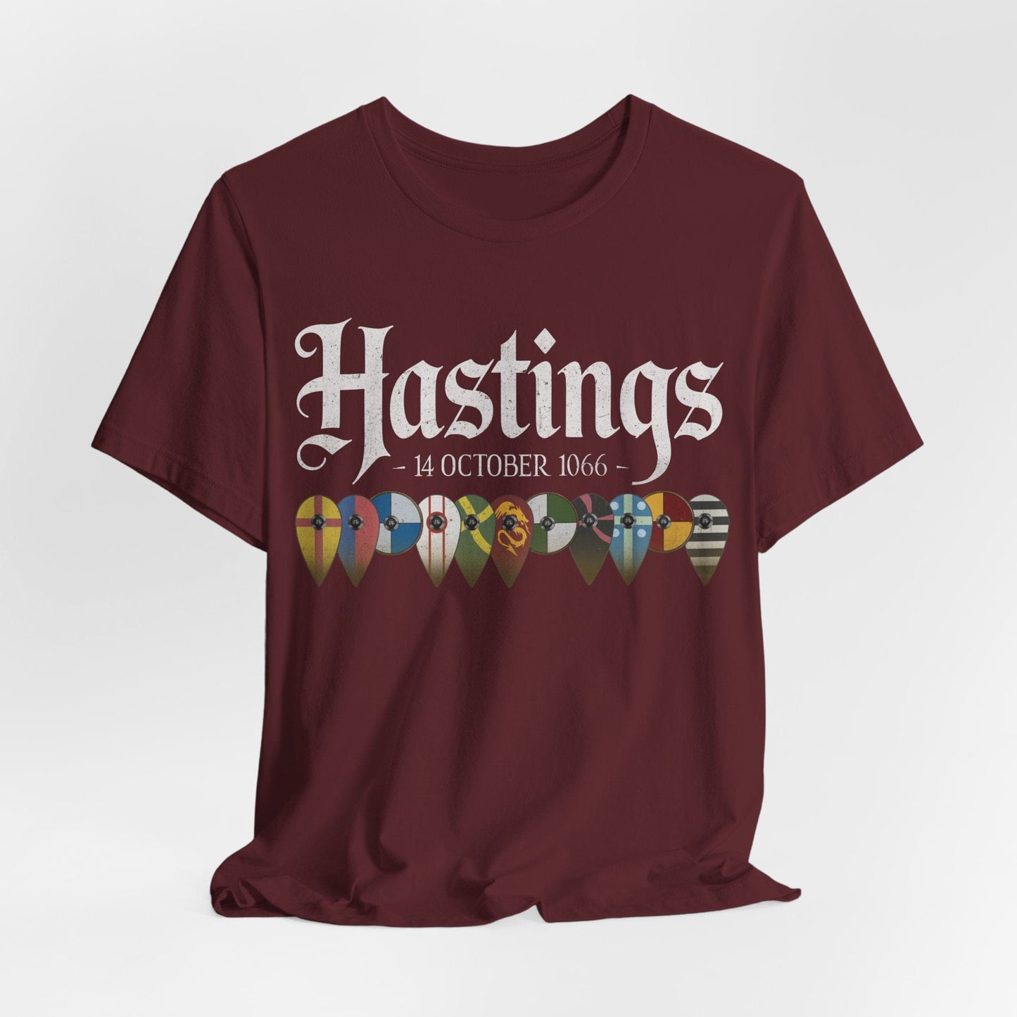Maroon / S Battle of Hastings 1066 Shield Wall T-Shirt