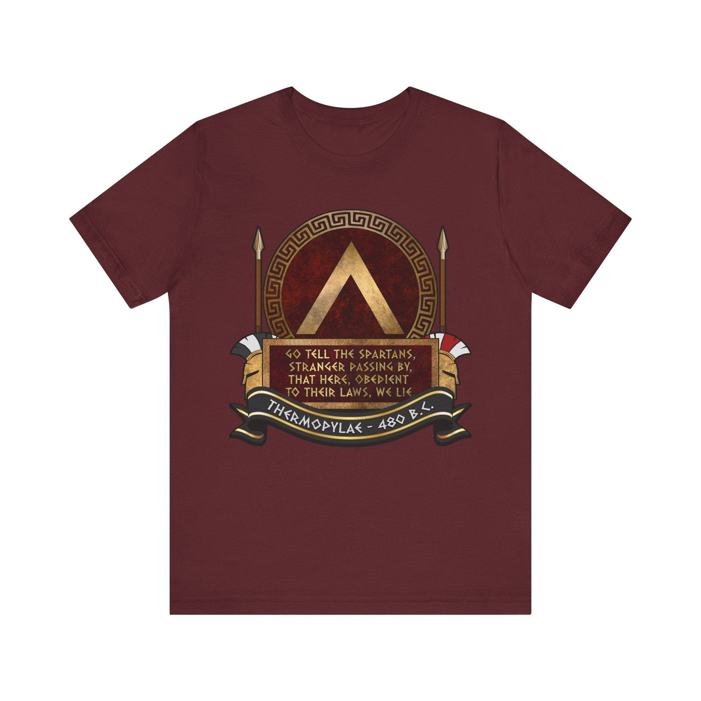Maroon / S Battle of Thermopylae Spartan Epitaph T-Shirt