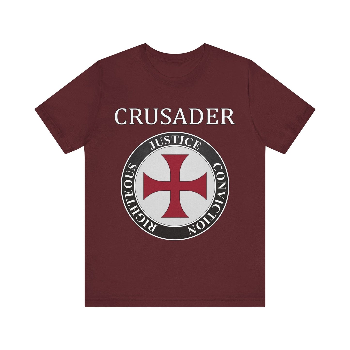 Maroon / S Crusader Symbol - Medieval Knight Shield Virtues T-shirt