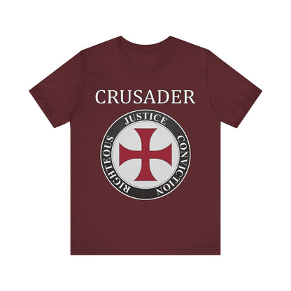 Maroon / S Crusader Symbol - Medieval Knight Shield Virtues T-shirt