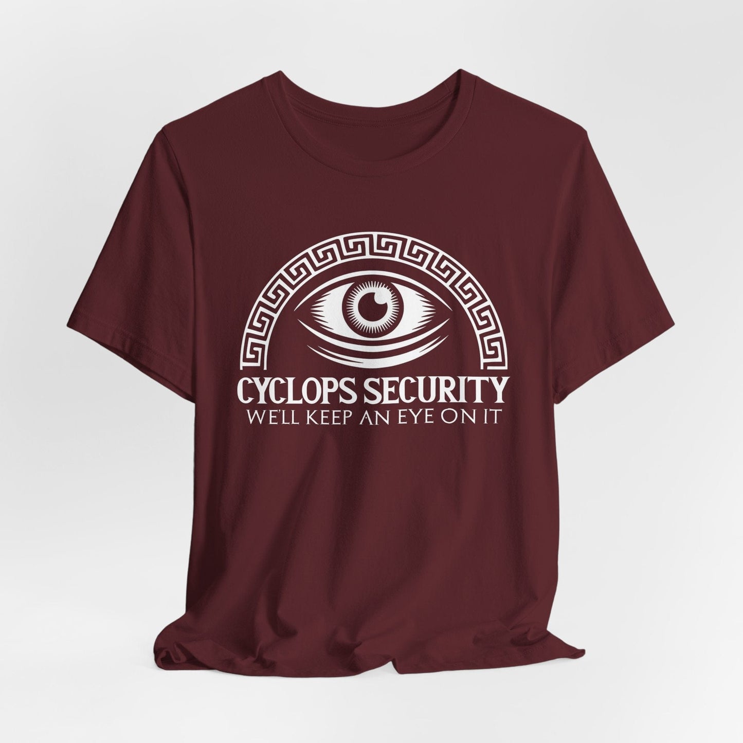 Maroon / S Cyclops Security - Funny Greek Mythology T-Shirt
