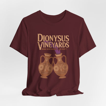 Maroon / S Dionysus Vineyards - Funny Greek Mythology T-Shirt