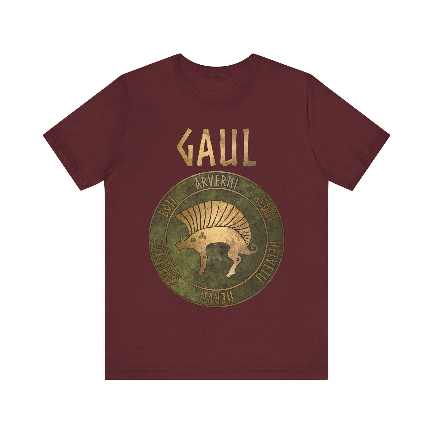 Maroon / S Gaul Ancient Tribes of Gaul Boar Gaelic History T-shirt
