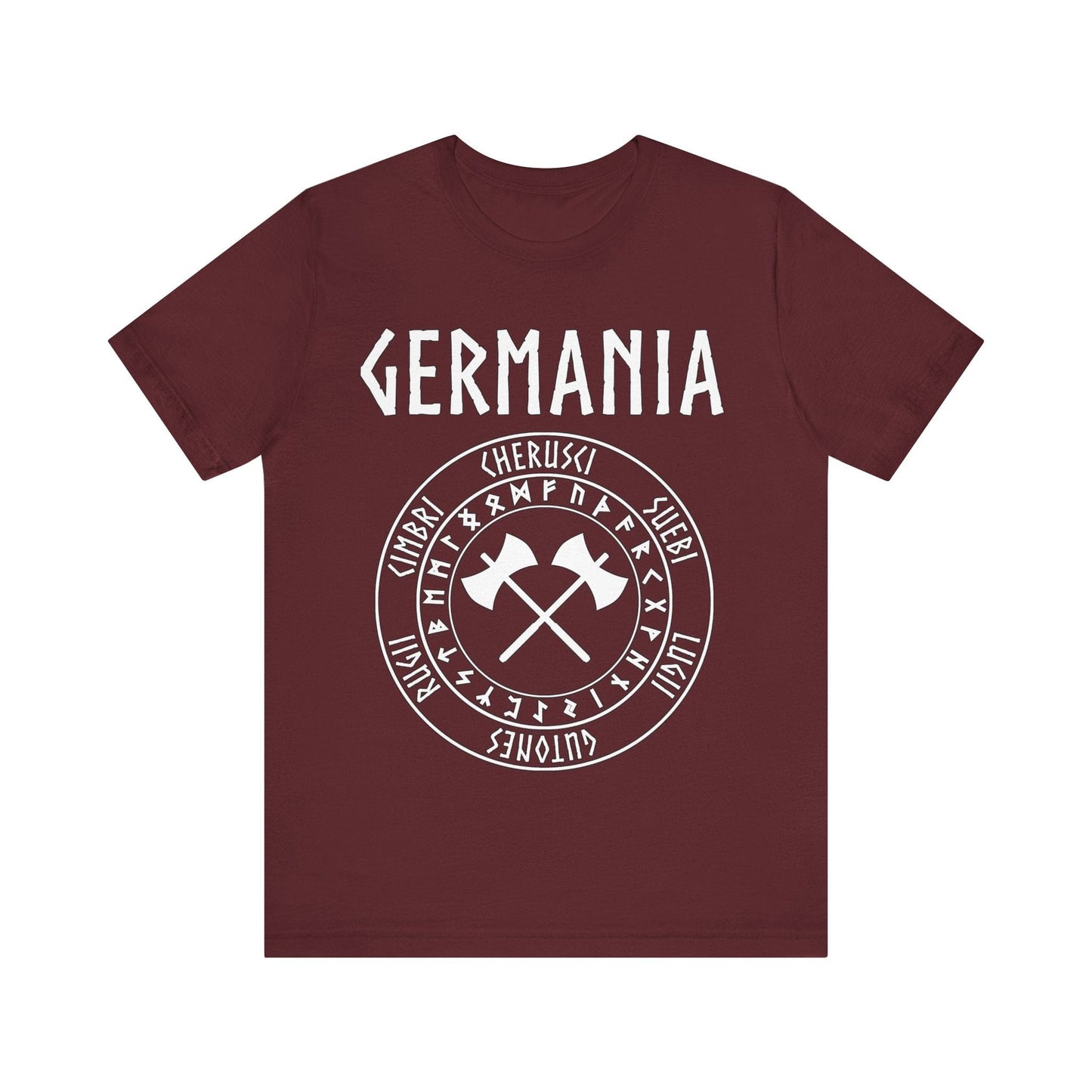 Maroon / S Germania Ancient Tribes of Germany Runes T-Shirt