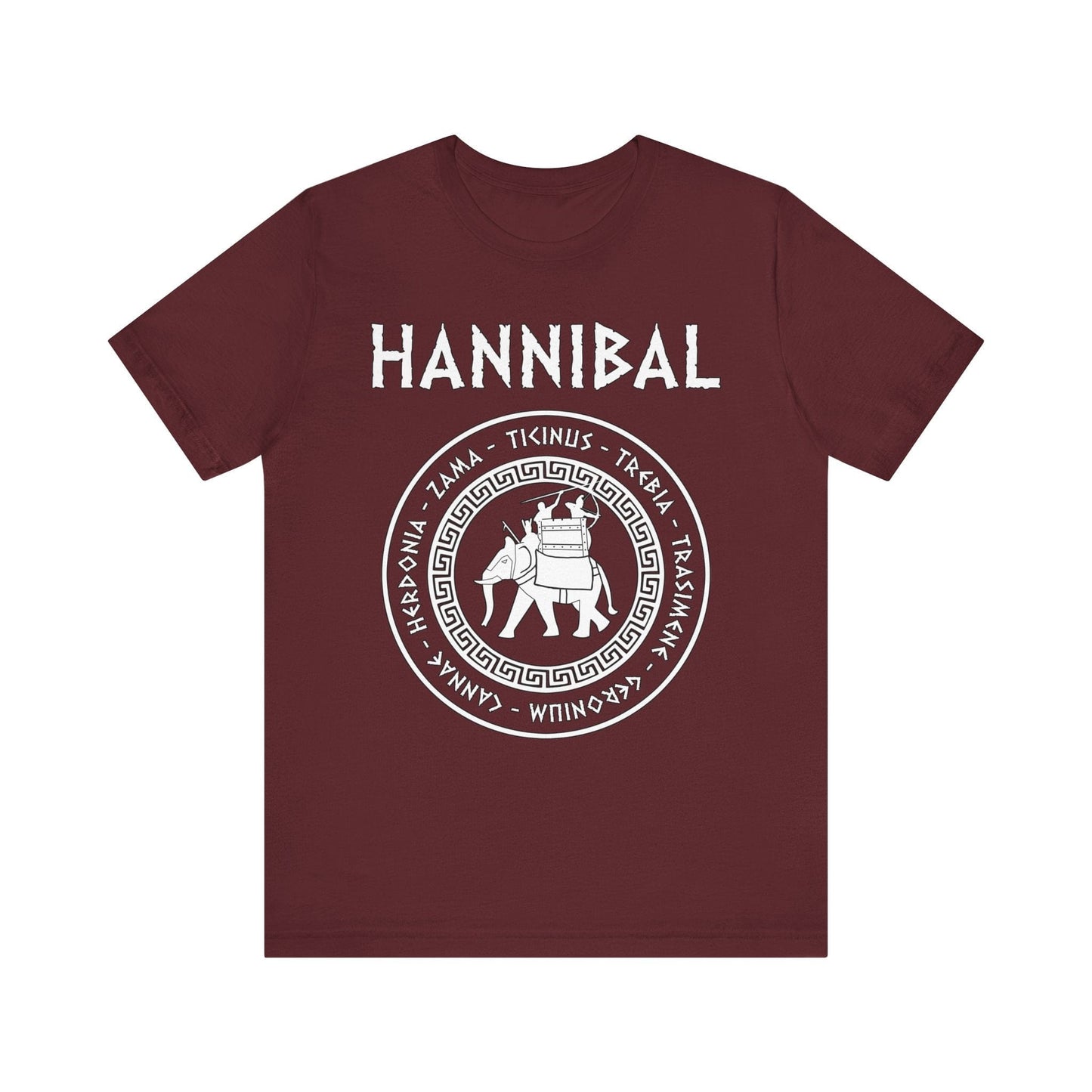 Maroon / S Hannibal Barca 2nd Punic War Battles War Elephant Symbol T-Shirt