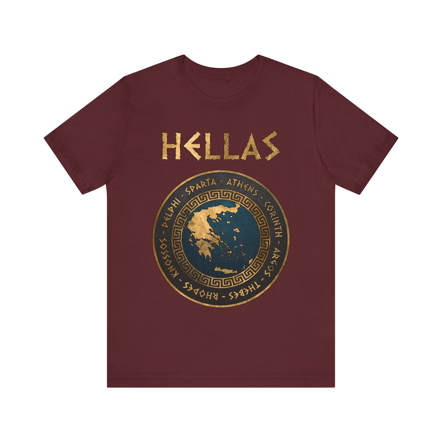 Maroon / S Hellas Ancient Greek Polis - City-States of Ancient Greece T-shirt