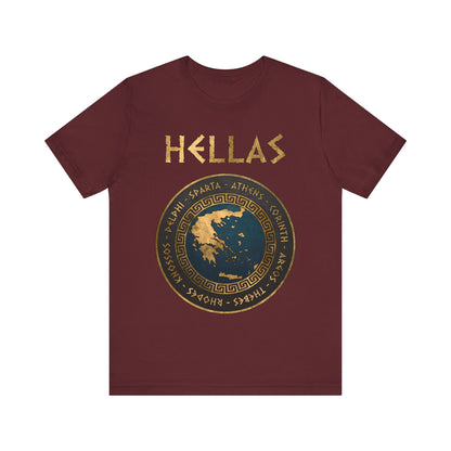 Maroon / S Hellas Ancient Greek Polis - City-States of Ancient Greece T-shirt