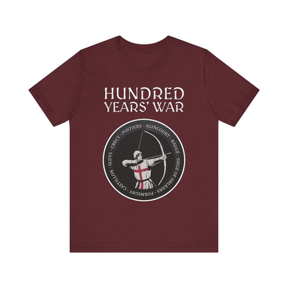 Maroon / S Hundred Years' War Battles Longbowman T-Shirt