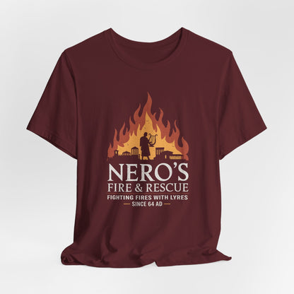 Maroon / S Nero's Fire & Rescue - Funny Ancient Rome T-Shirt