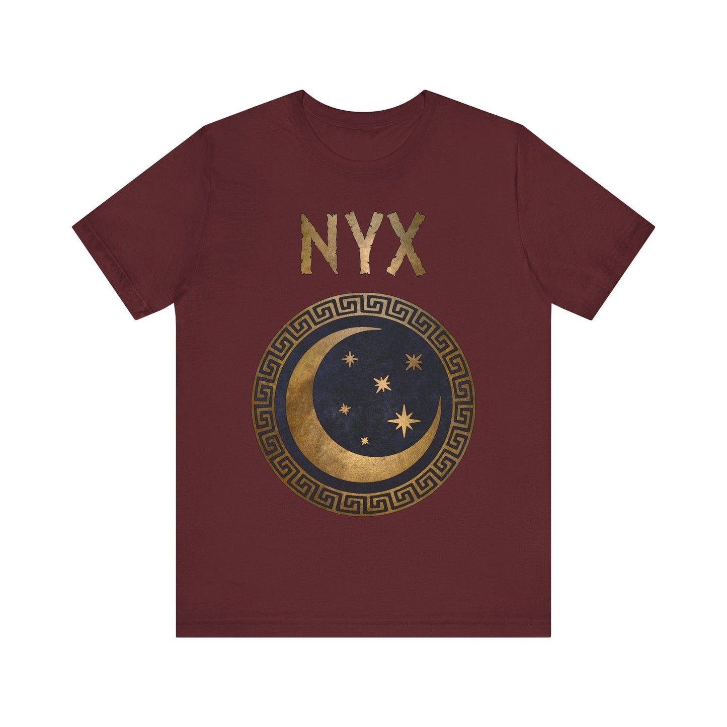 Maroon / S Nyx Greek Goddess of Night Ancient Symbol T-shirt