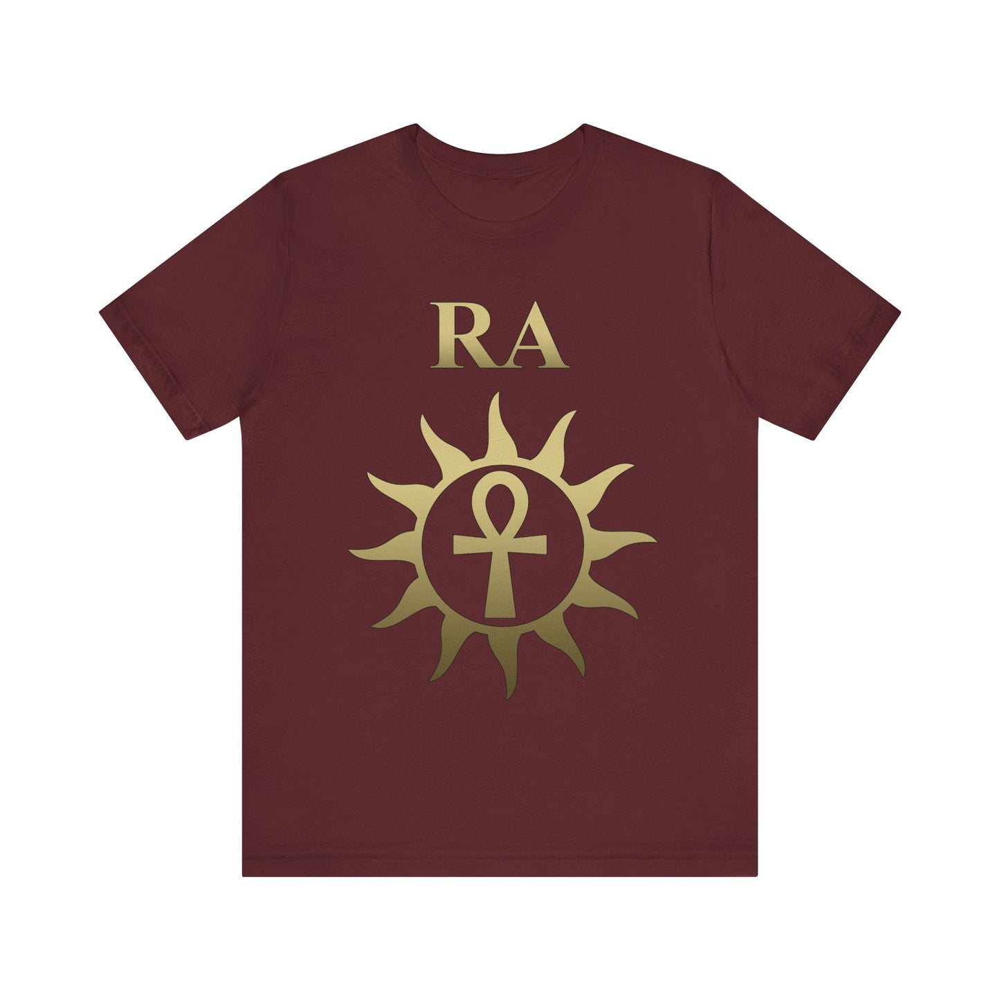 Maroon / S Ra Ancient Egyptian God Sun God Ankh T-Shirt