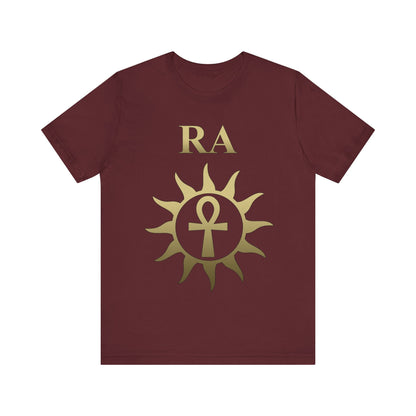 Maroon / S Ra Ancient Egyptian God Sun God Ankh T-Shirt