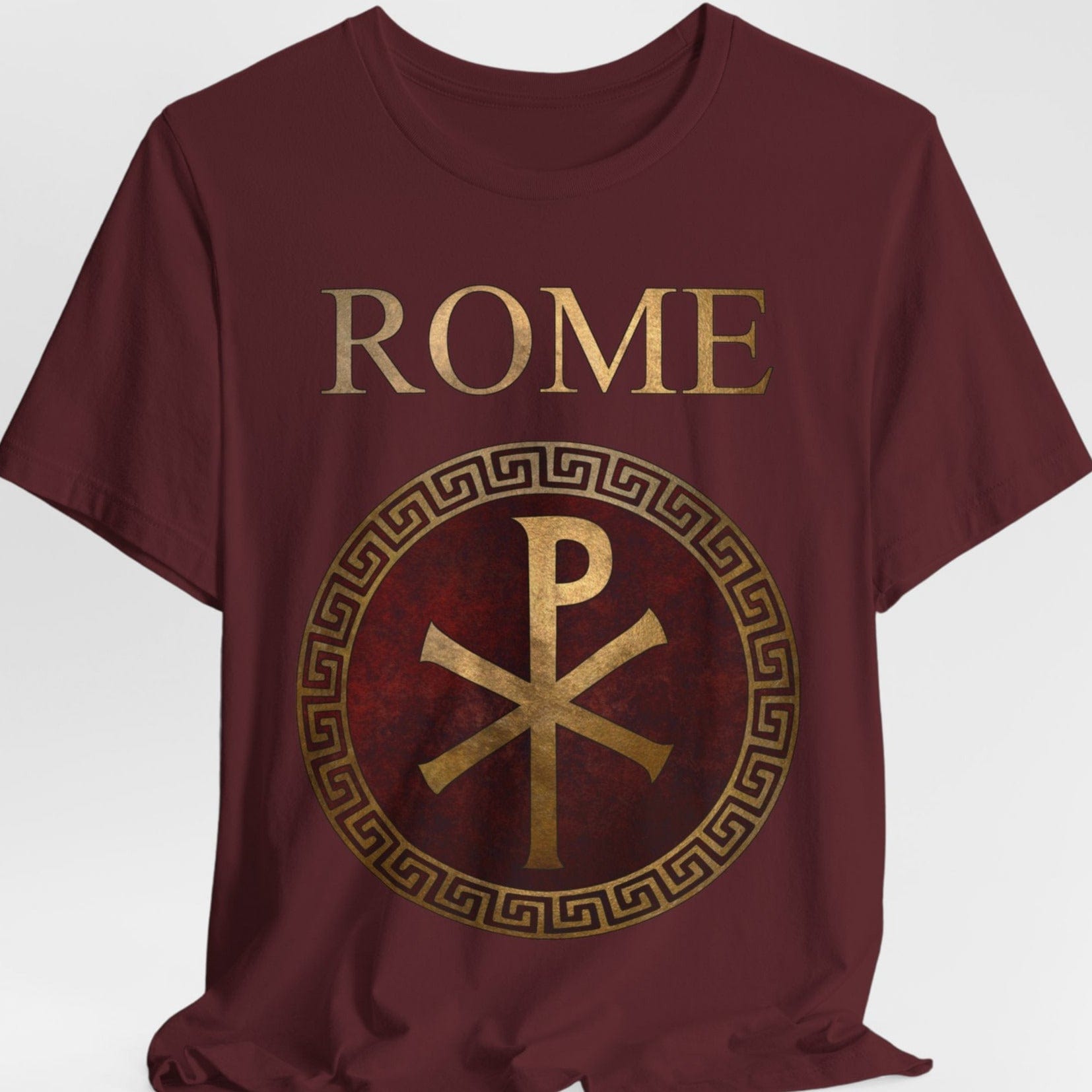 Maroon / S Roman Empire Imperial Chi Rho Symbol T-Shirt