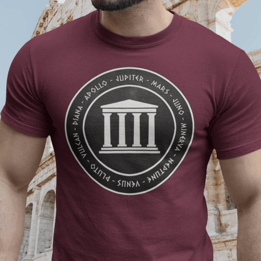 Maroon / S Roman Pantheon - Gods and Goddesses of Ancient Rome T-Shirt