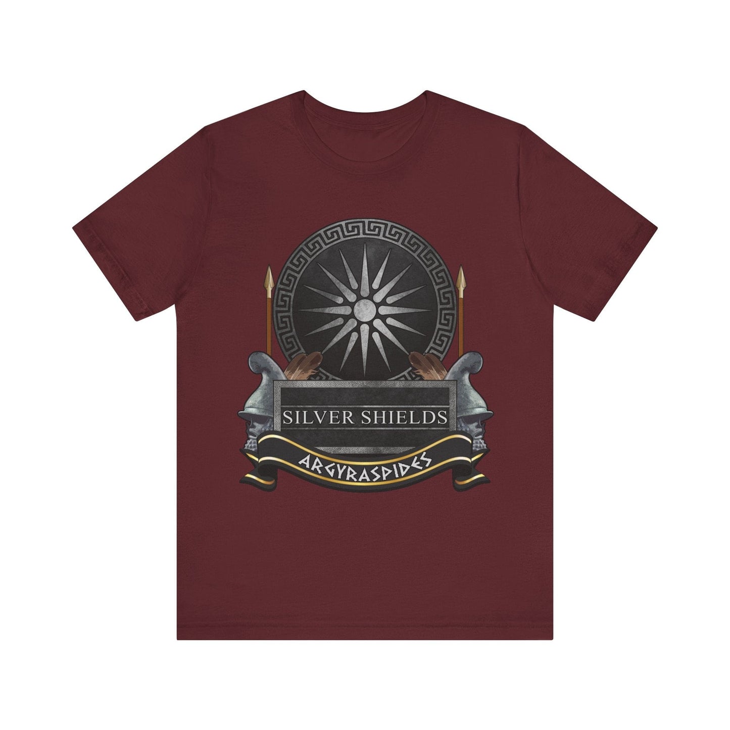 Maroon / S Silver Shields Argyraspides T-Shirt