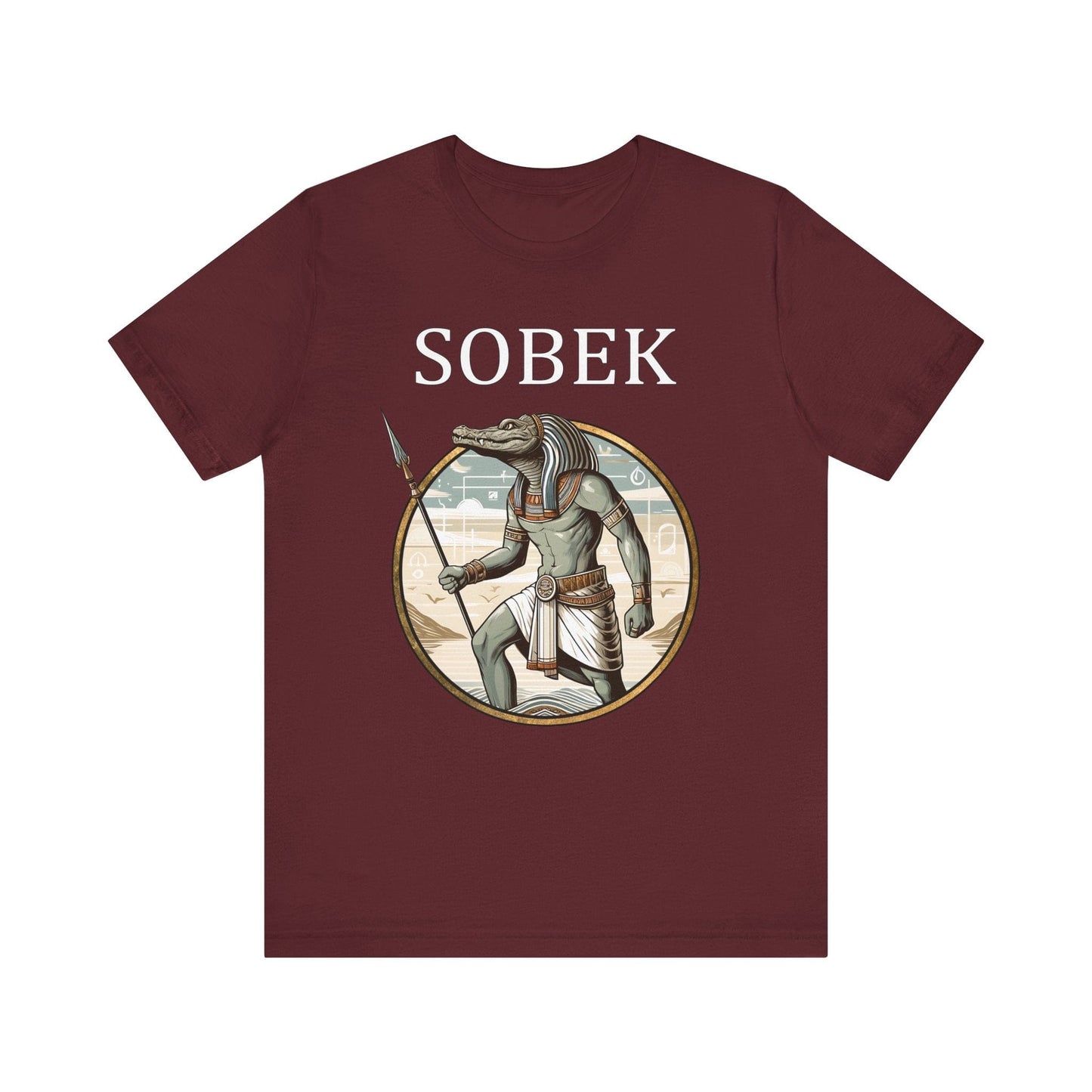 Maroon / S Sobek Egyptian God of the Nile and Crocodiles T-Shirt