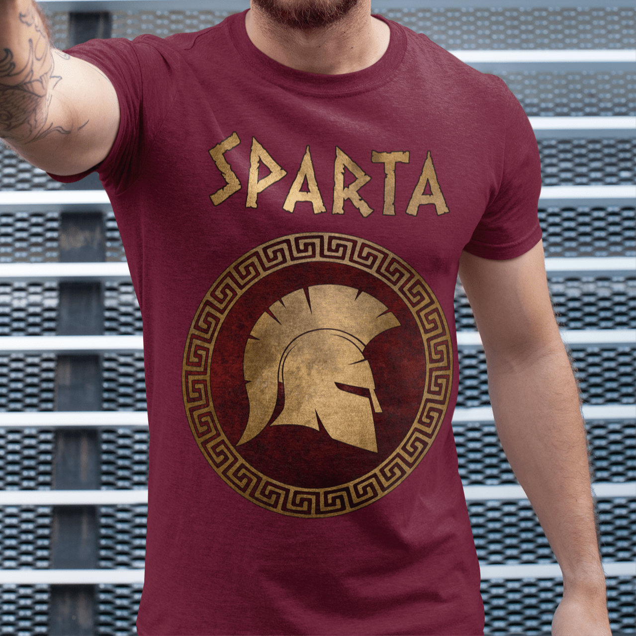 Maroon / S Sparta - Corinthian Helmet Symbol - Lacedaemonian Spartans T-shirt