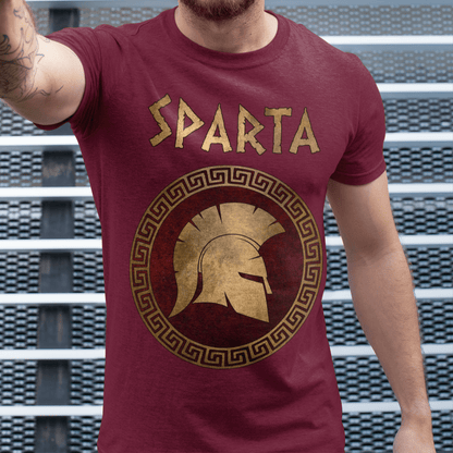 Maroon / S Sparta - Corinthian Helmet Symbol - Lacedaemonian Spartans T-shirt