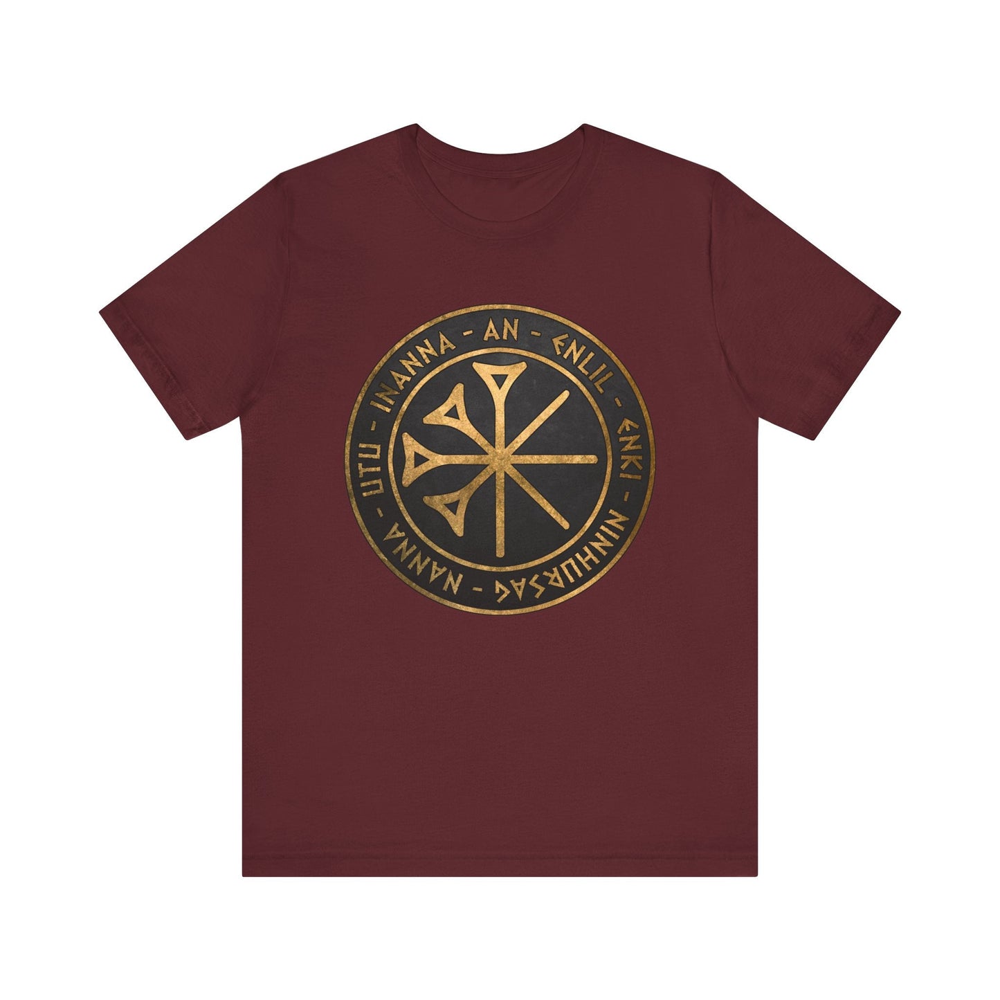 Maroon / S Sumer Ancient Gods and Goddess - Seven Gods Who Decree T-shirt