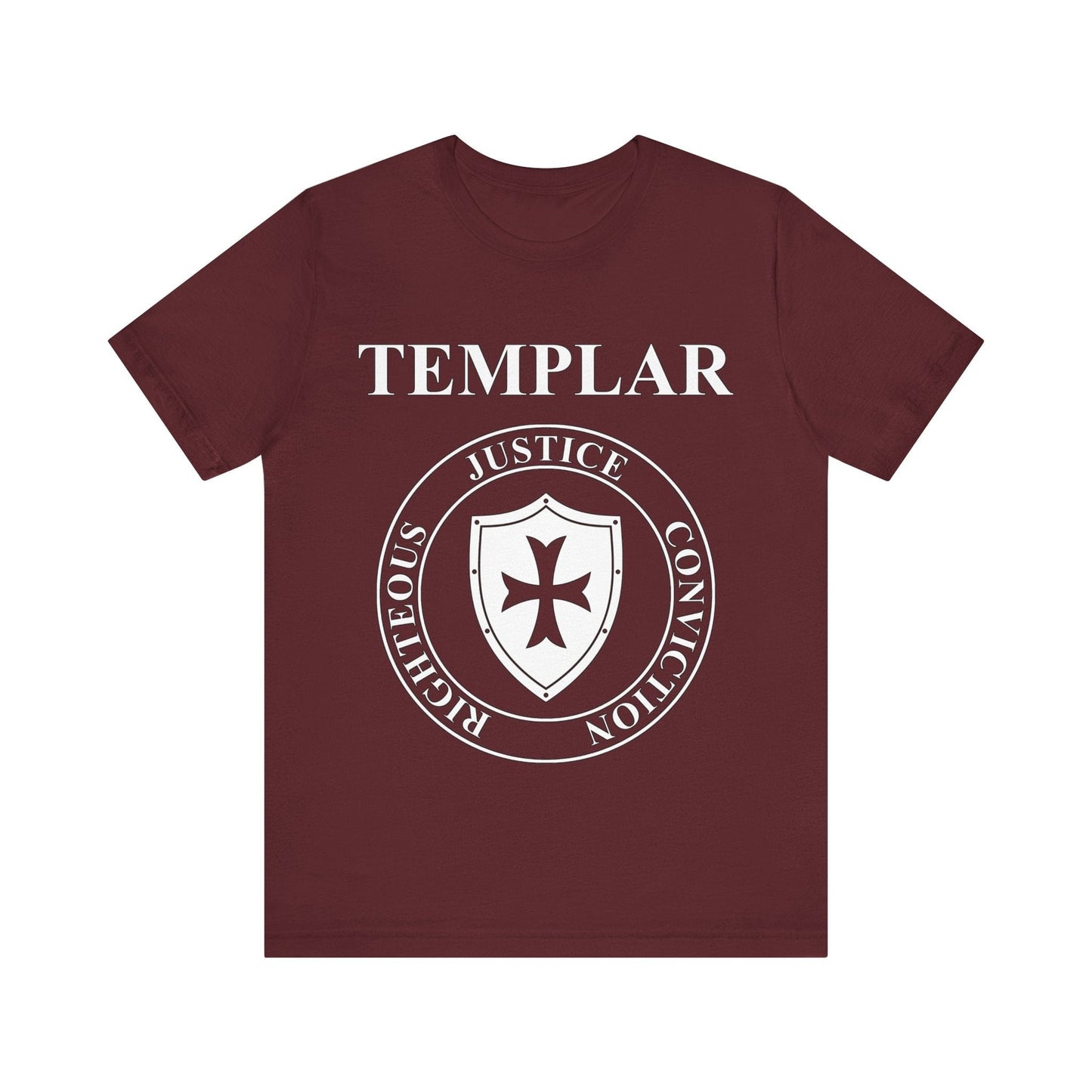 Maroon / S Templar Virtues of the Knights Templar Shield T-shirt