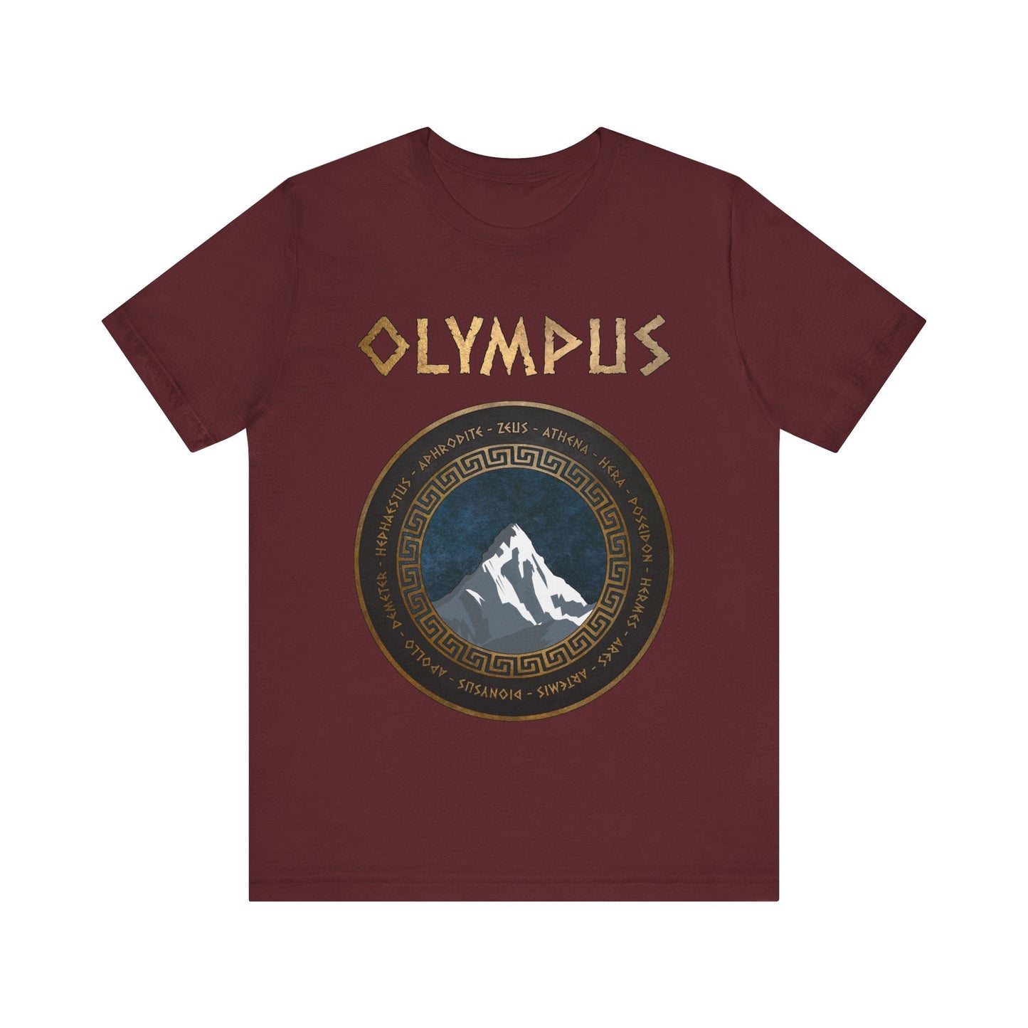 Maroon / S The Twelve Olympians Greek Gods and Goddesses - Mount Olympus T-Shirt