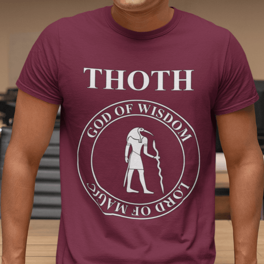 Maroon / S Thoth Egyptian God of Wisdom and Magic T-Shirt