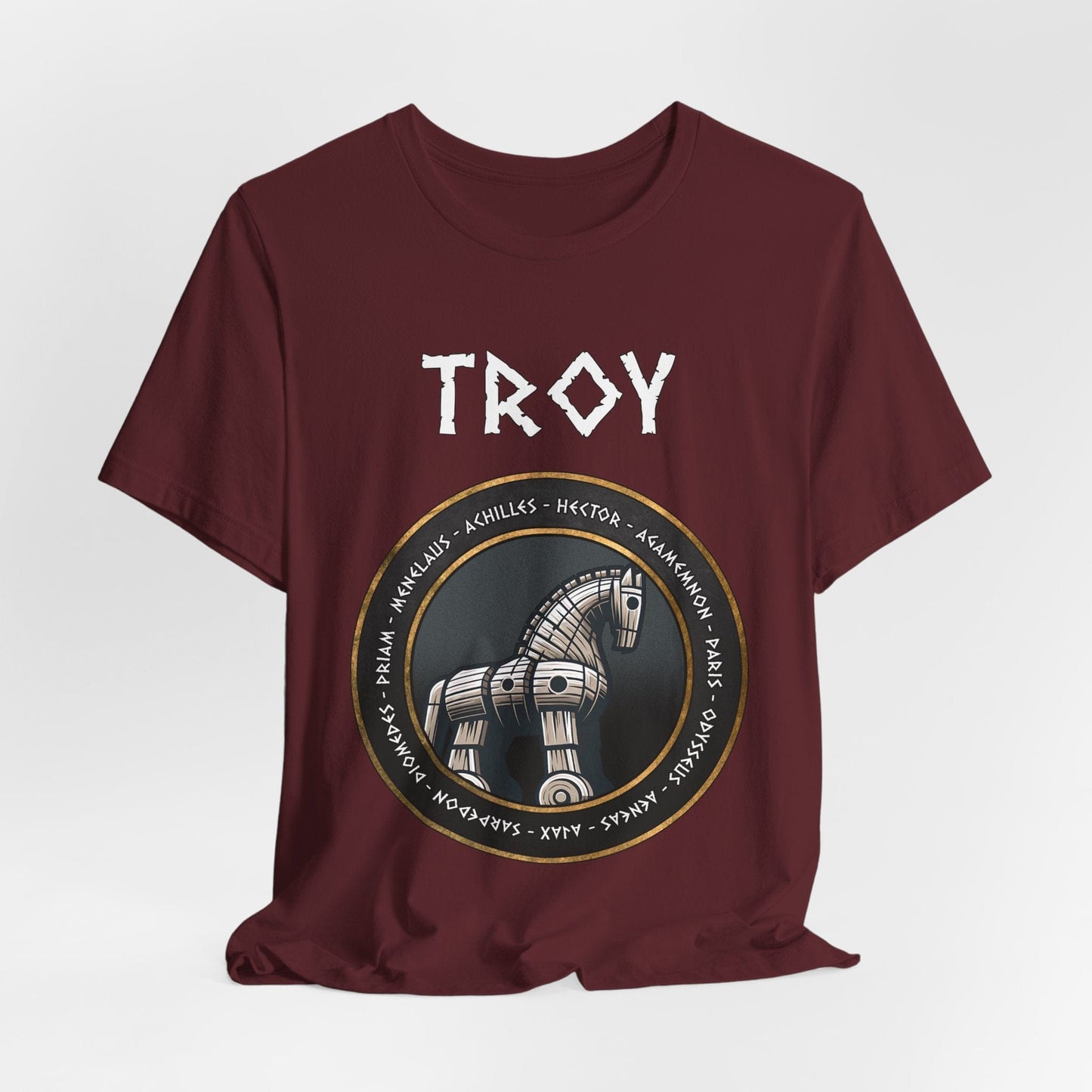 Maroon / S Trojan Horse - Heroes of the Trojan War - Troy T-Shirt