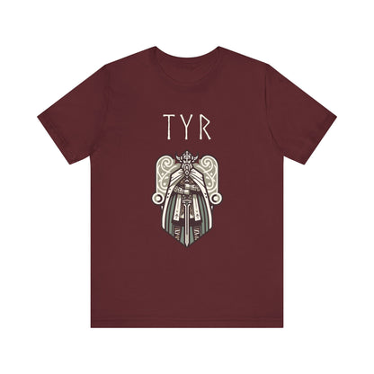 Maroon / S Tyr Norse God of War and Justice - Viking Mythology T-shirt
