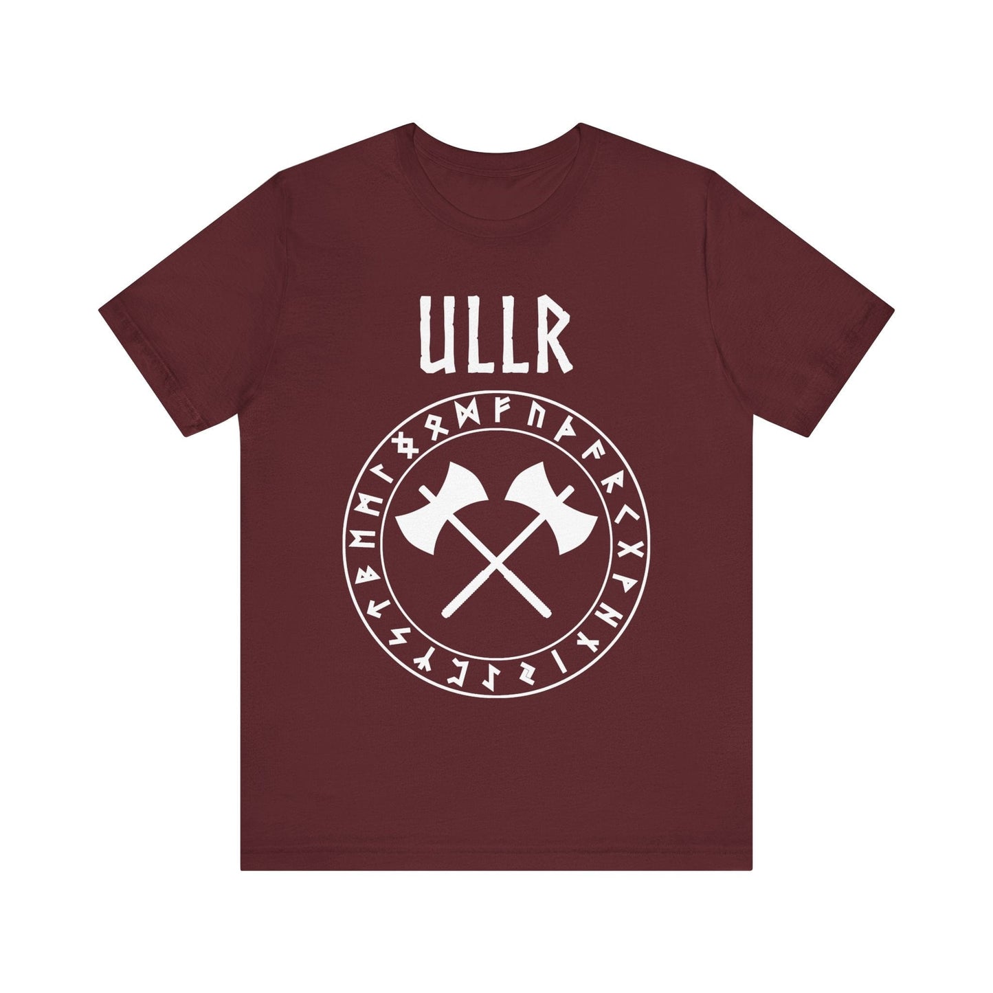 Maroon / S Ullr Norse God with Runes T-shirt