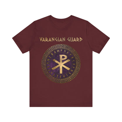 Maroon / S Varangian Guard Byzantine Empire Chi Rho with Runes T-Shirt