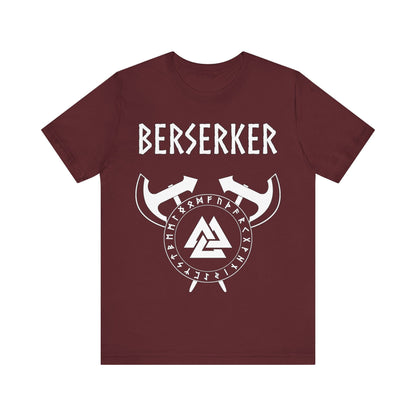 Maroon / S Viking Berserker - Axes with Norse Runes - Viking Valknut T-shirt