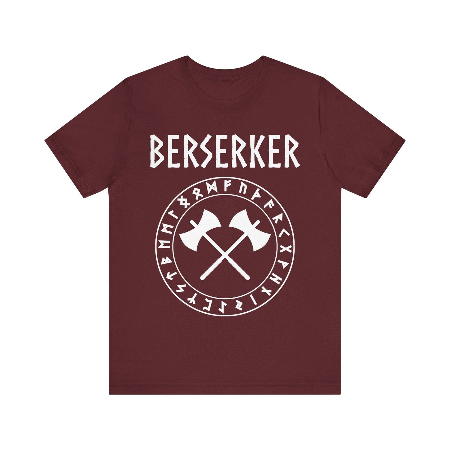 Maroon / S Viking Berserker with Runes T-shirt