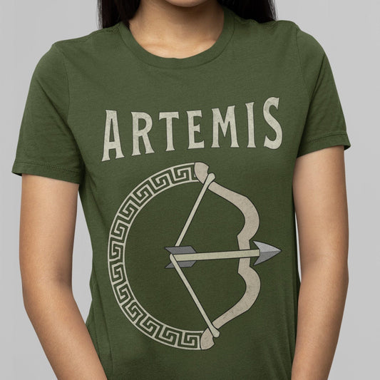 Military Green / S Artemis Greek Goddess Bow T-Shirt