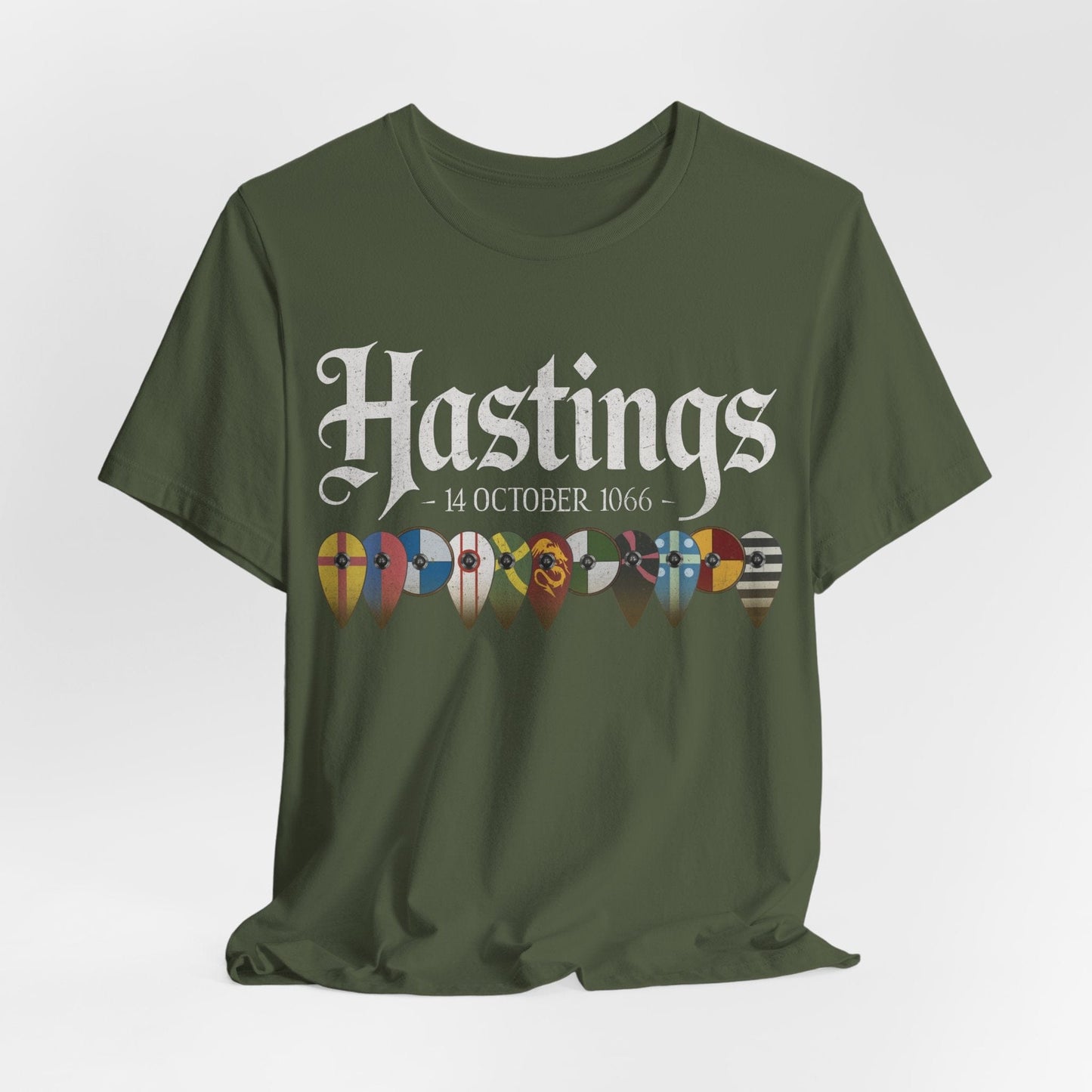 Military Green / S Battle of Hastings 1066 Shield Wall T-Shirt