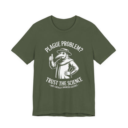 Military Green / S Funny Plague Doctor - Trust the Science Black Death T-Shirt