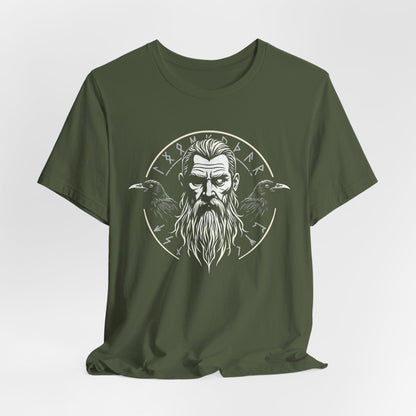 Military Green / S Odin - Huginn and Muninn - Norse Mythology T-Shirt