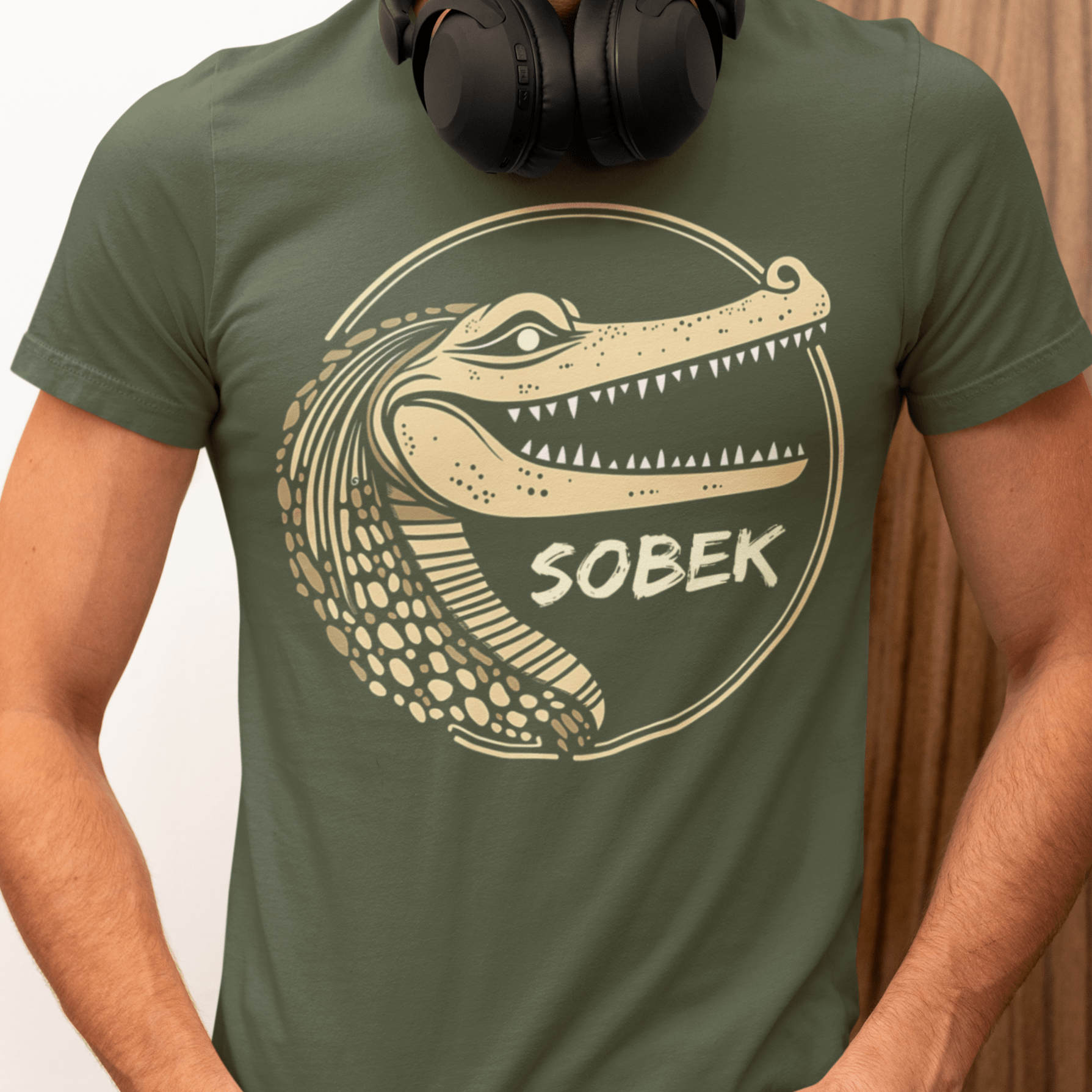 Military Green / S Sobek Ancient Egyptian God of the Nile T-shirt