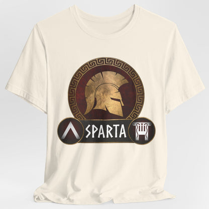 Natural / S Sparta - Spartan Helmet and Shields T-Shirt